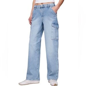 GAP 90's Loose Mid Rise Cargo Jeans Size 30 Denim Cargo Pants 10 Regular Blue D5